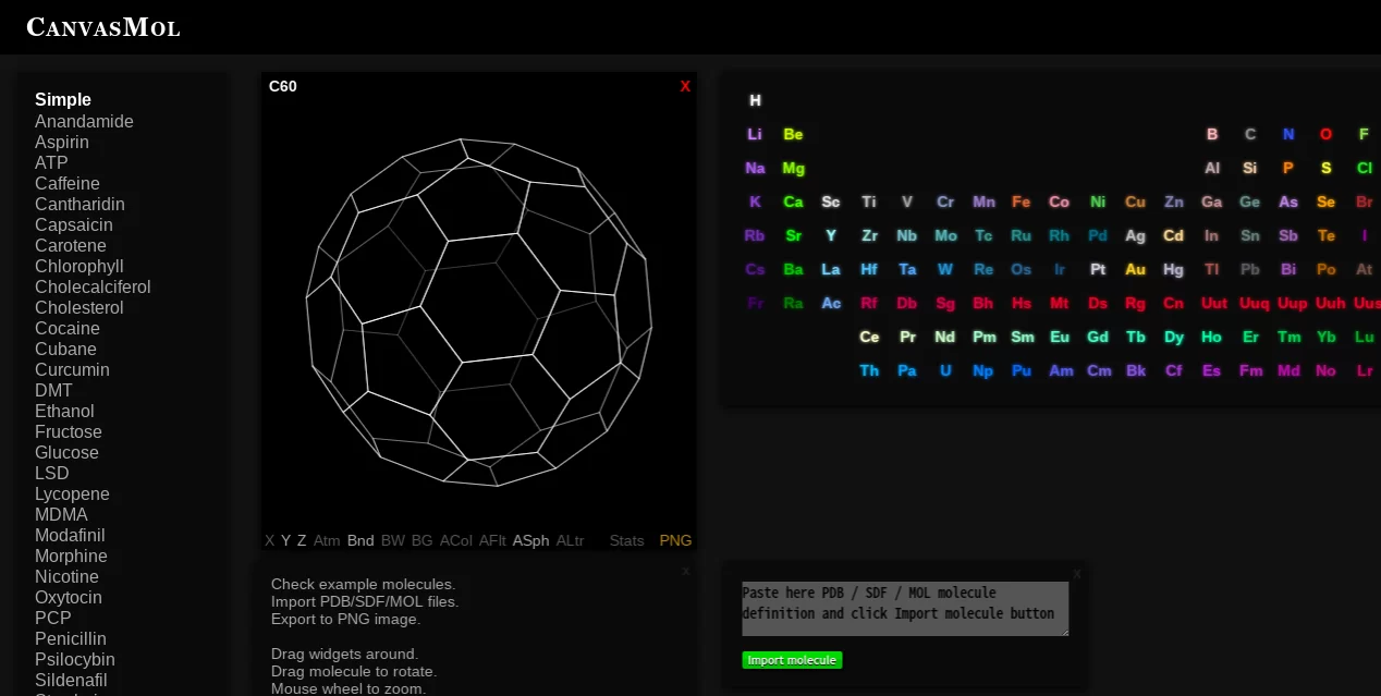 分子の構造が学べるCANVASMOLがおもしろい